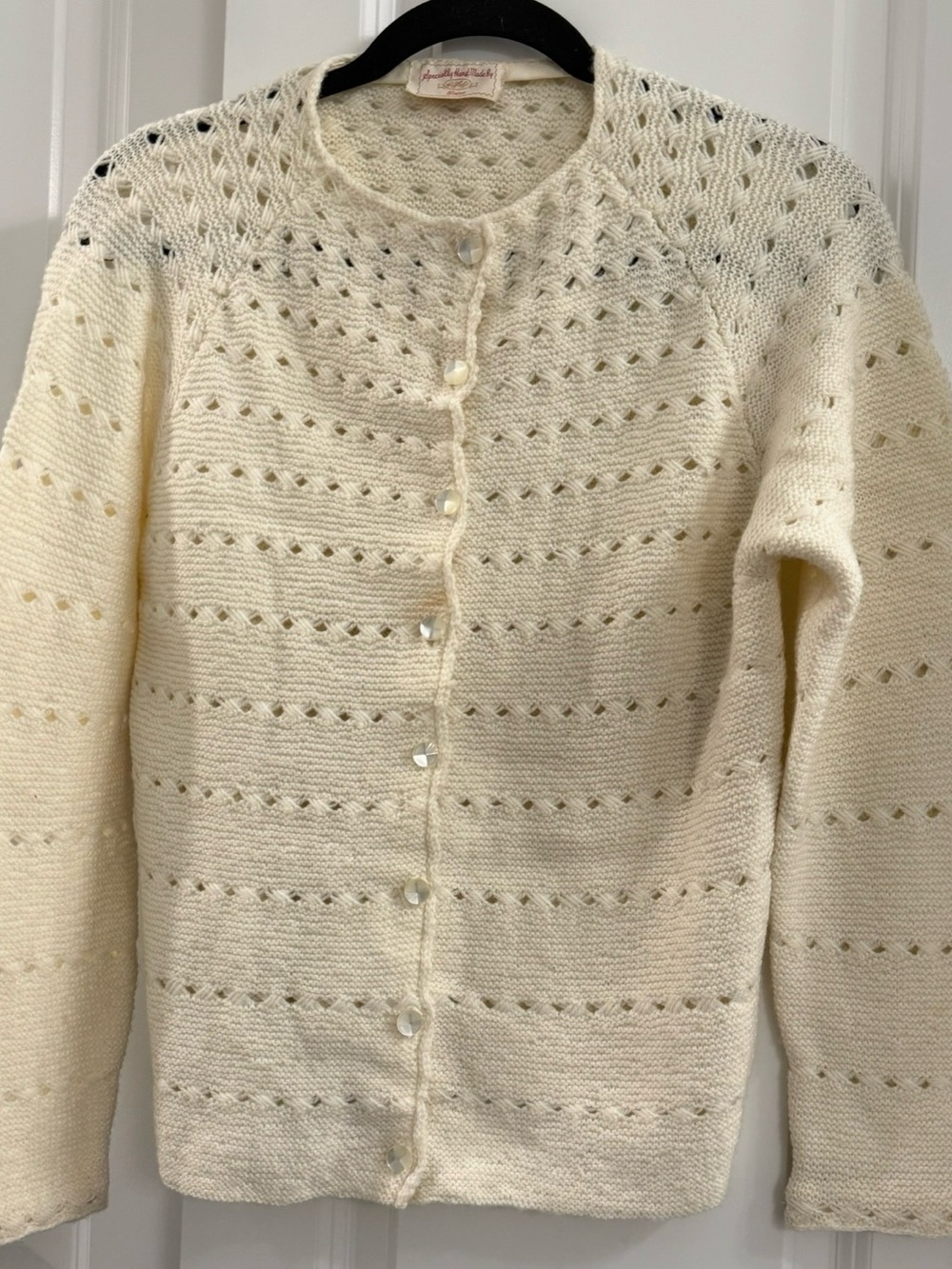 Vintage Specially Handmade by Elaine Cream Knit Cottage Core Feminine Sweater